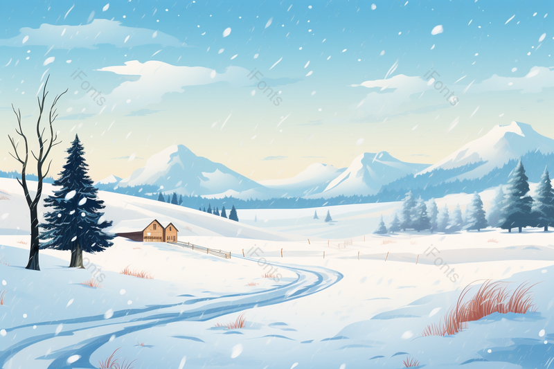 立冬冬天雪山雪景插画背景,插画/手绘图,插画/手绘图库,插画/手绘图下载,插画/手绘